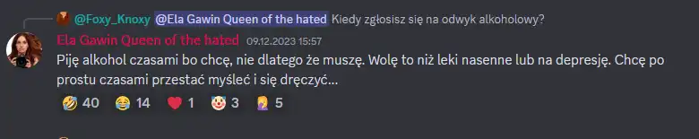 Ela Gawin i alkohol, Ela Gawin oczywiście nie jest alkoholiczką
