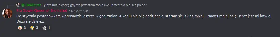 Ela Gawin i alkohol, Ela Gawin oczywiście nie jest alkoholiczką
