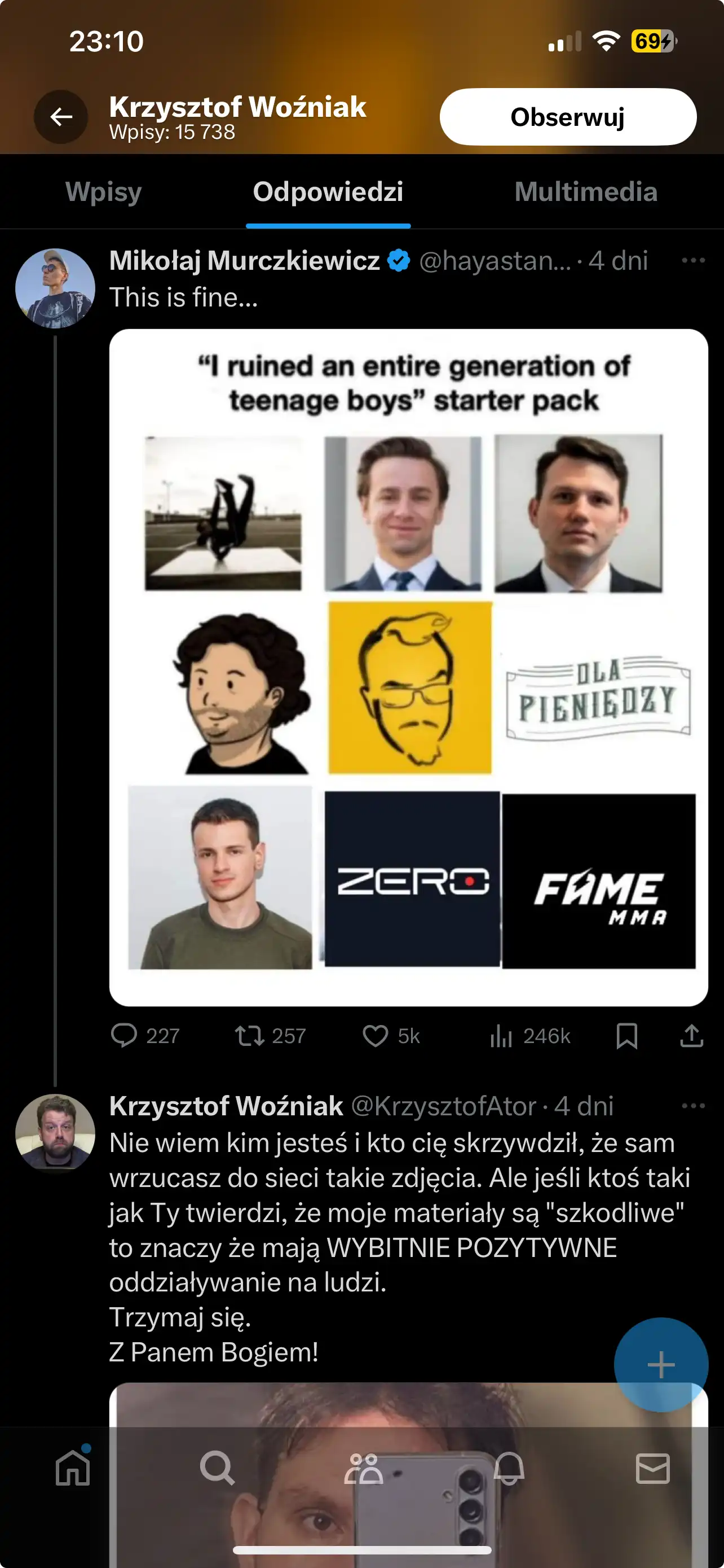 Ator obraza człowieka który go skrytykował