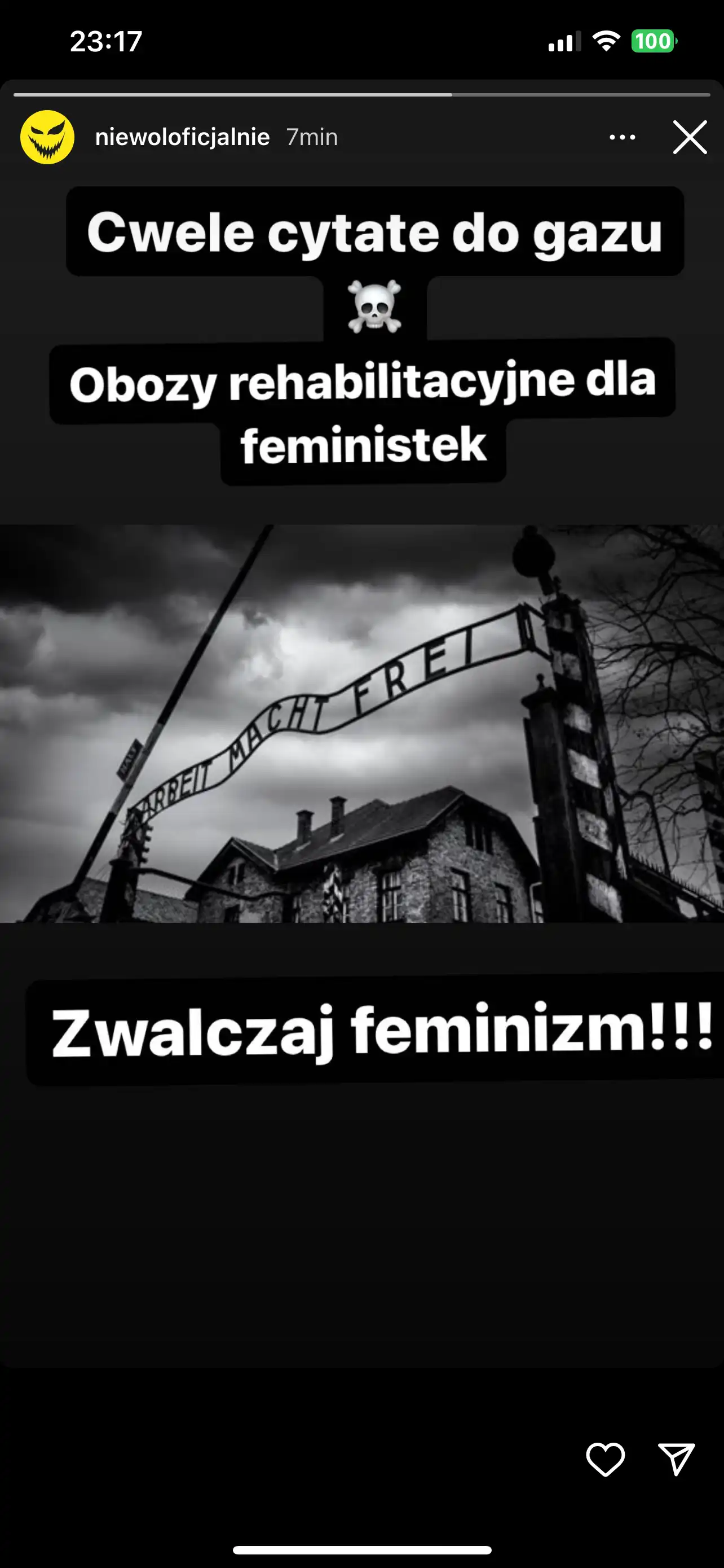 treści prezentowane przez Konrada Niewolskiego na jego usuniętym instagramie