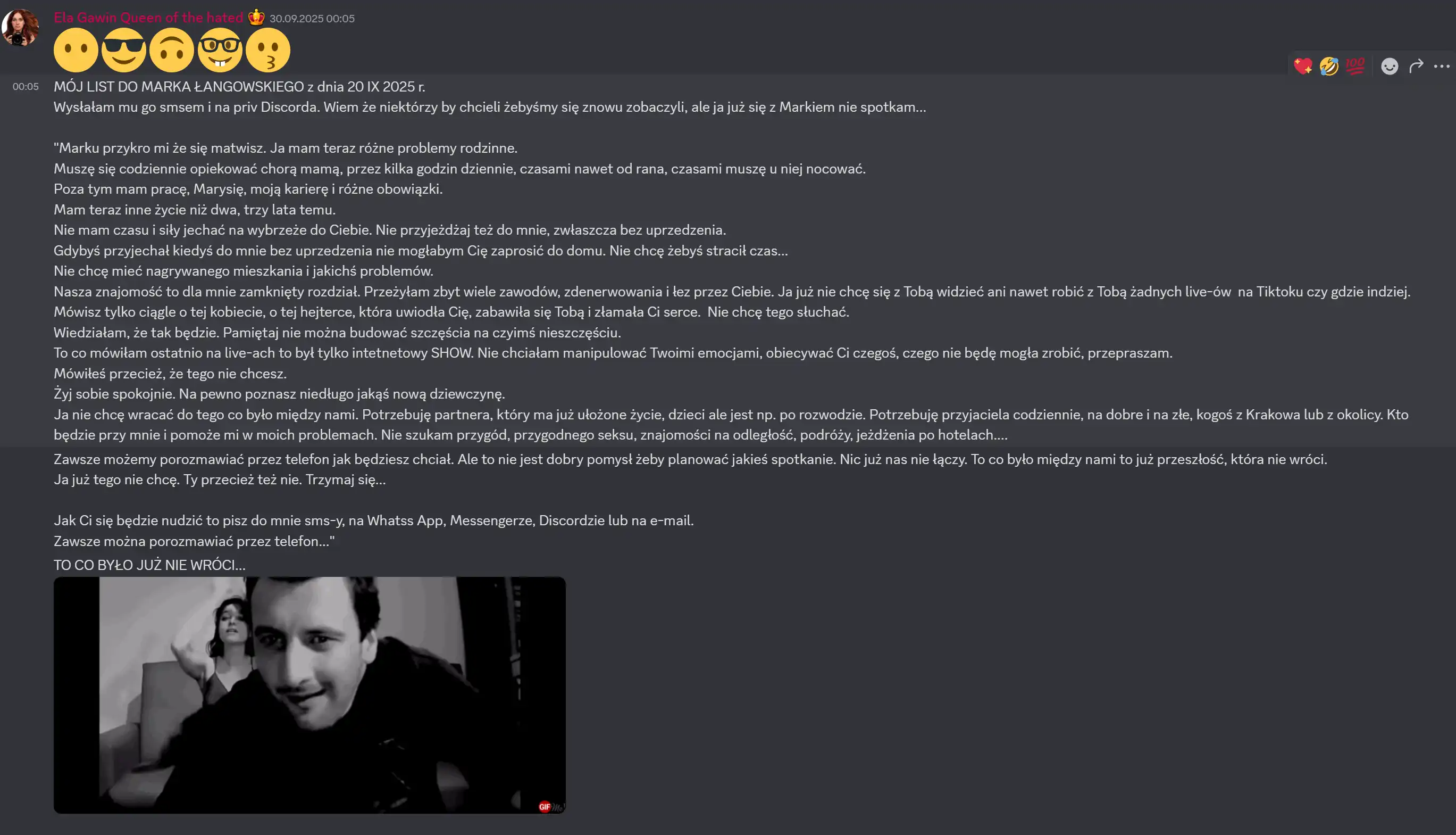 Ela Gawin już nie kocha swojego kochanka któremu chciała zniszczyć