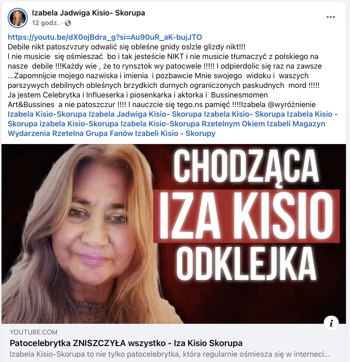 Iza Kisio nazywa mnie bardzo wulgarnymi określeniami