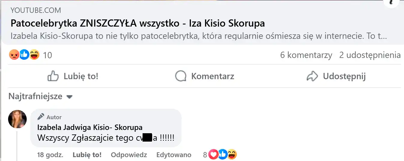 Iza Kisio nazywa mnie bardzo wulgarnymi określeniami