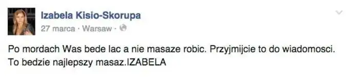 Iza Kisio nie umie pisać - screen z Facebook