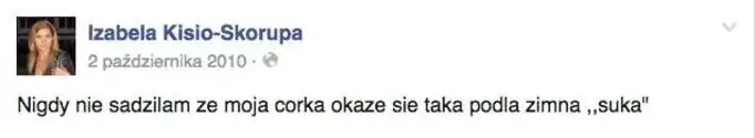 Iza Kisio o córce - screen z Facebook